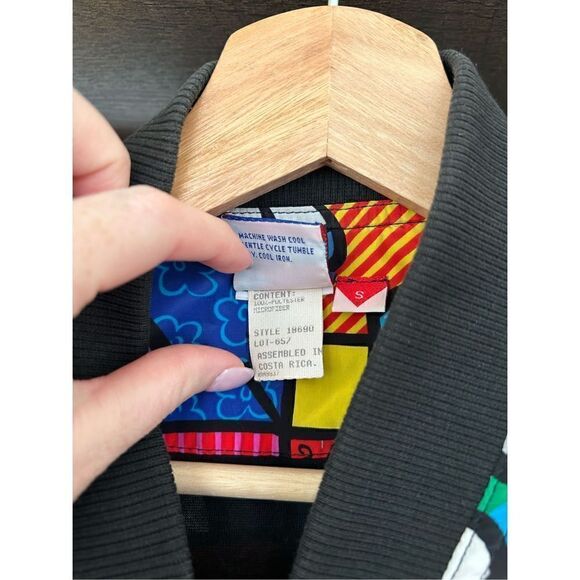 Vintage 1990s Tail Romero Britto Vintage Pop Art Bomber Jacket Size Small - Picture 4 of 11